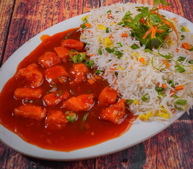 Chicken Manchurian With Rice Platter